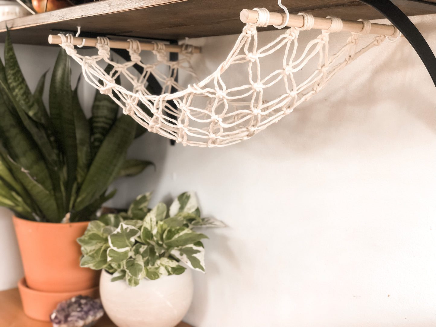 Macrame storage hammock