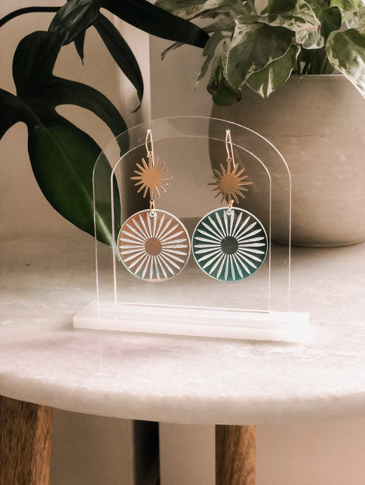 Sunshine Round Engraved Dangly Earrings