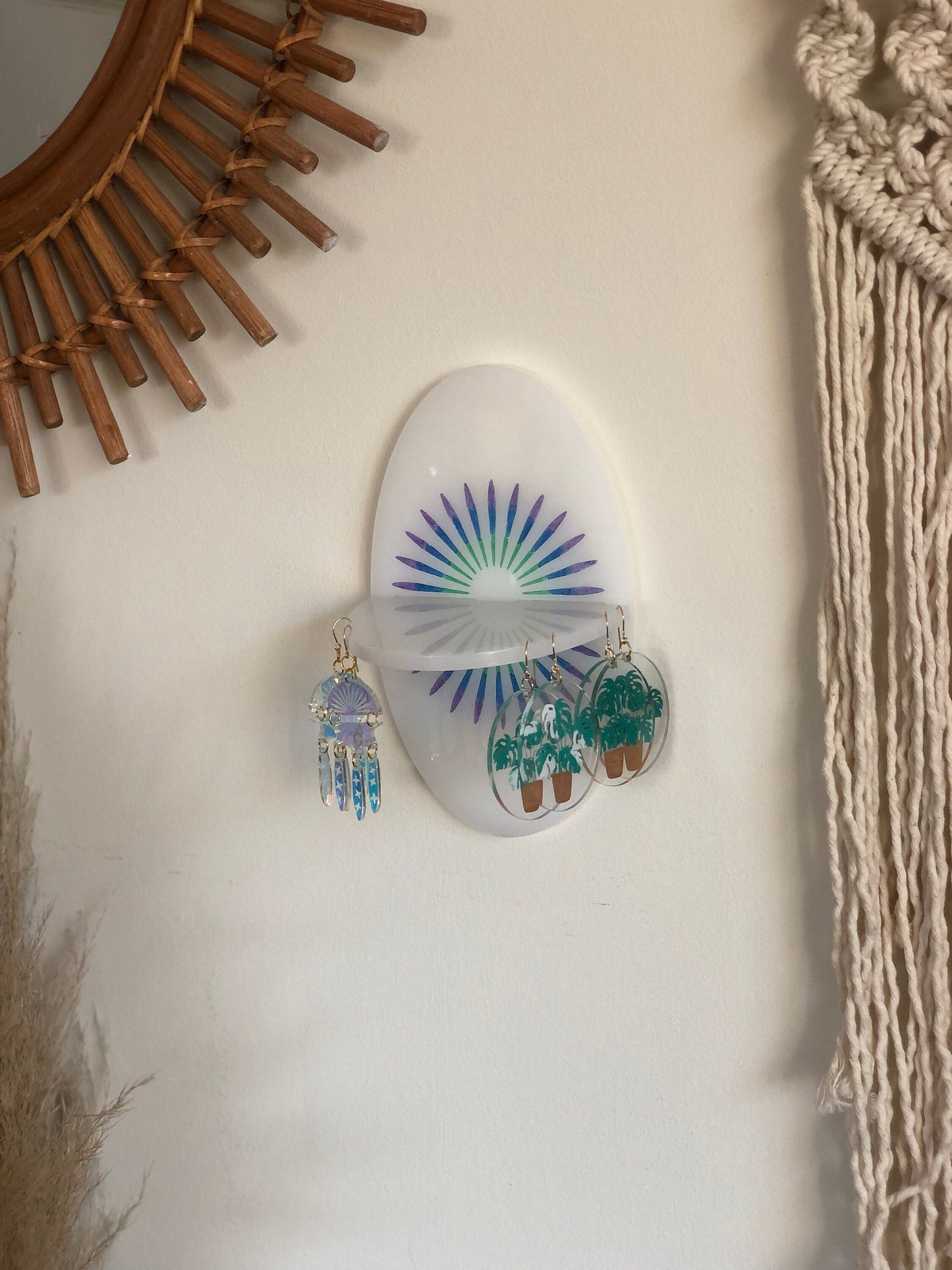 Handpainted Sunburst Shelf | Laser Cut Earring Holder